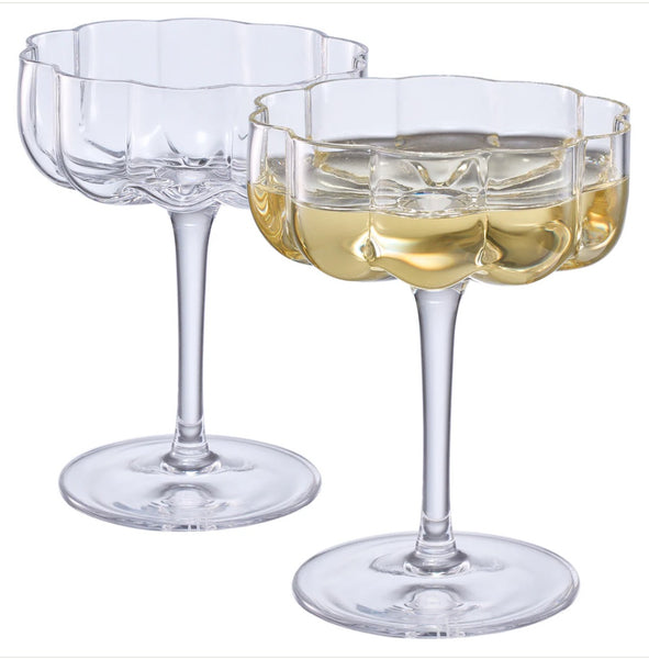 Wave Coupe Champagne Glasses Clear | Set of 4