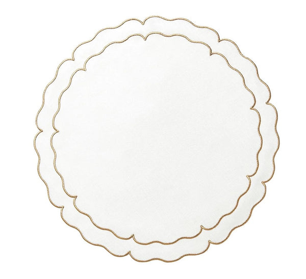 Linho Scallop Placemat Set 2 | White Gold