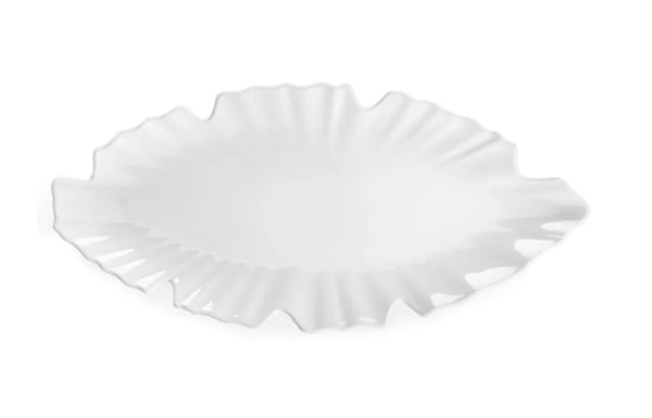 Zen Melamine Small Leaf Platter | White