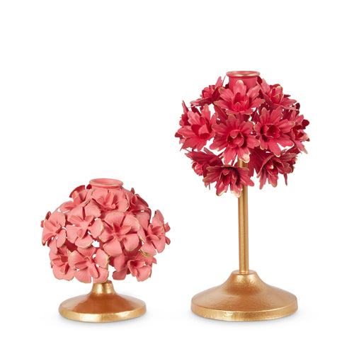 PINK FLORAL CANDLE HOLDER | LARGE