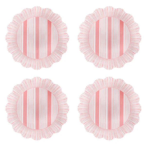 Cabana Stripe Melamine Dessert/Salad Plate Set/4 | Coral
