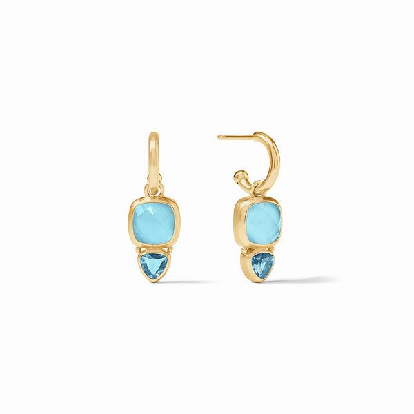 Aquitaine Duo Hoop & Charm Earrings | iridescent Capri Blue