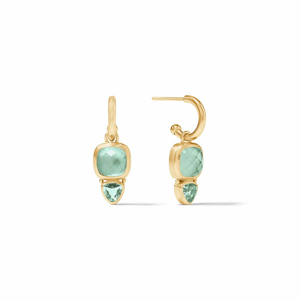 Aquitaine Duo Hoop & Charm Earrings | iridescent Aquamarine Blue