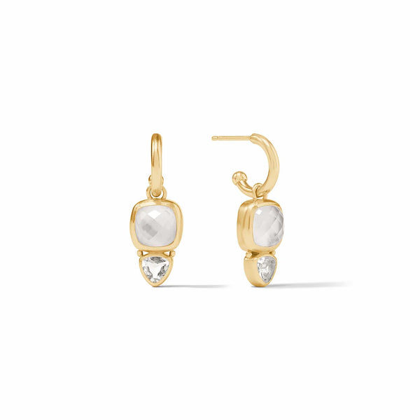 Aquitaine Duo Hoop & Charm Earrings |Iridescent Clear Crystal