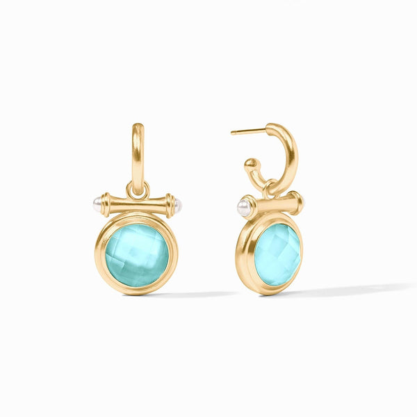 Bamboo Hoop & Charm Earring | Iridescent Bahamian Blue