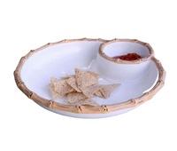VIDA Bamboo Large Chip & Dip Bowl | White and Natural