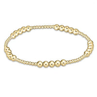 Classic Blissful Pattern 2mm Bead Bracelet - 4mm Gold
