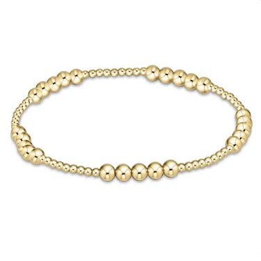 Classic Blissful Pattern 2mm Bead Bracelet - 4mm Gold