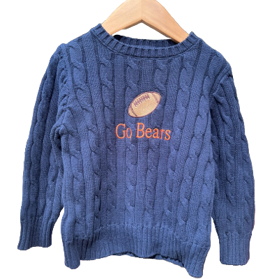 "Go Bears" Cable Sweater with Football