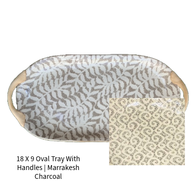 18 X 9 Oval Tray With Handles | Marrakesh Charcoal