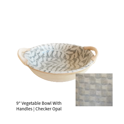 9" Vegetable Bowl With Handles | Checker Opal