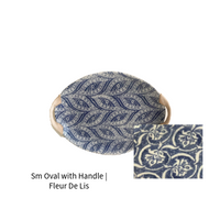 Sm Oval Platter w/Handles | Fleur De Lis Cobalt