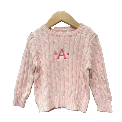 Cable Sweater with Monogrammed Initial