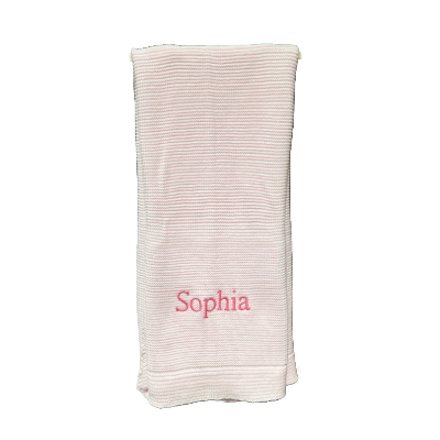 Pink Stripe Blanket with Monogrammed Name