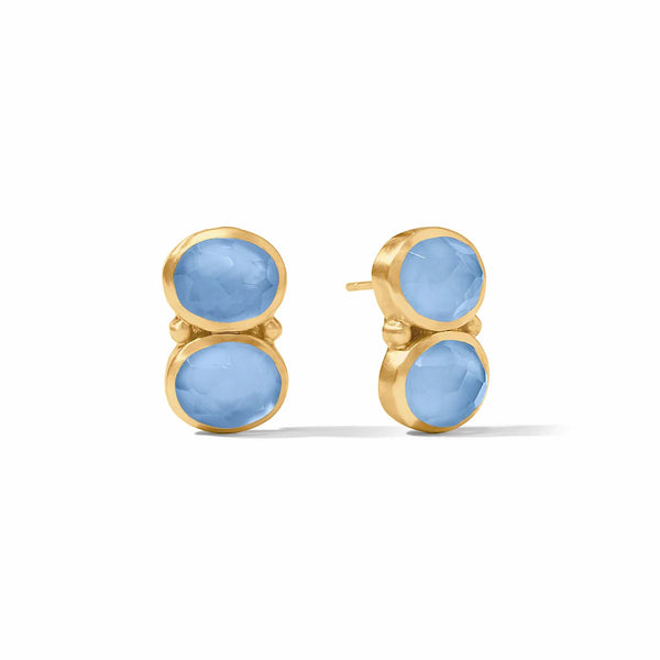 Honey Duo Earrings | Iridescent Chalcedony Blue