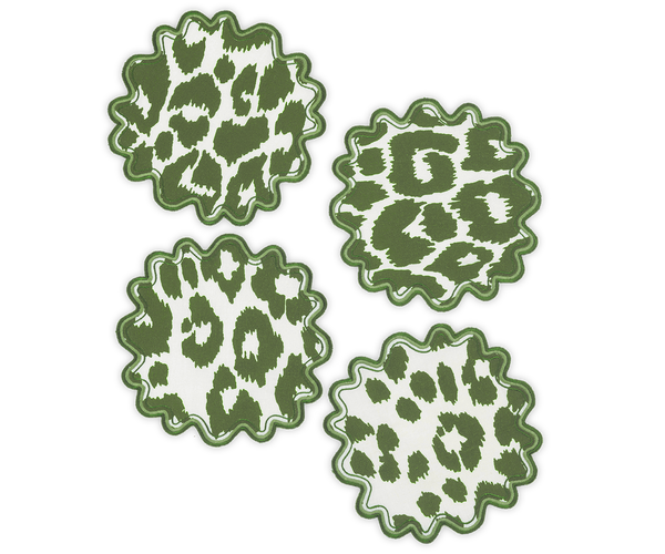 Iconic Leopard Cocktail Napkins Set of 4 | Green