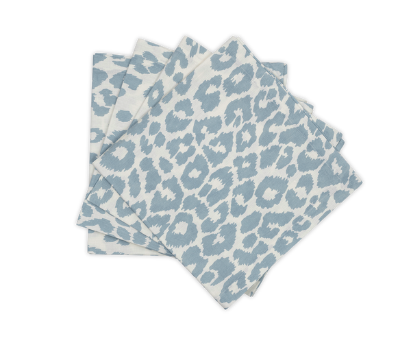 Iconic Leopard Napkin - Sky