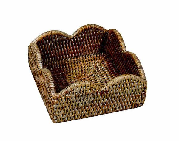 Rattan Scalloped Napkin Holder | Natural