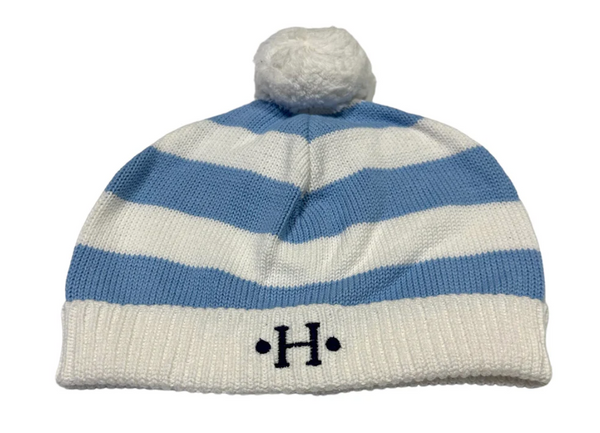 Blue Striped Pom Pom Hat | 6m