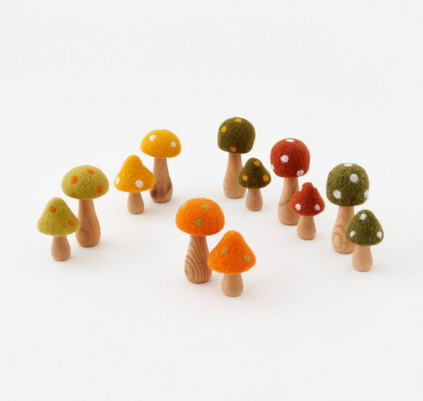 Mushroom With Natural Wood Stem | Large