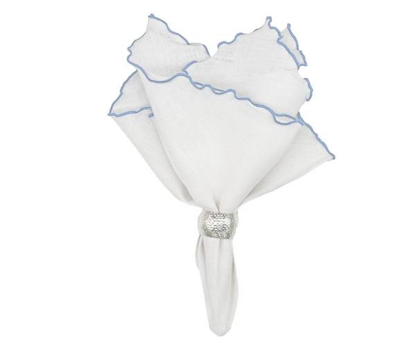 Lettuce Edge Napkin | White/Blue