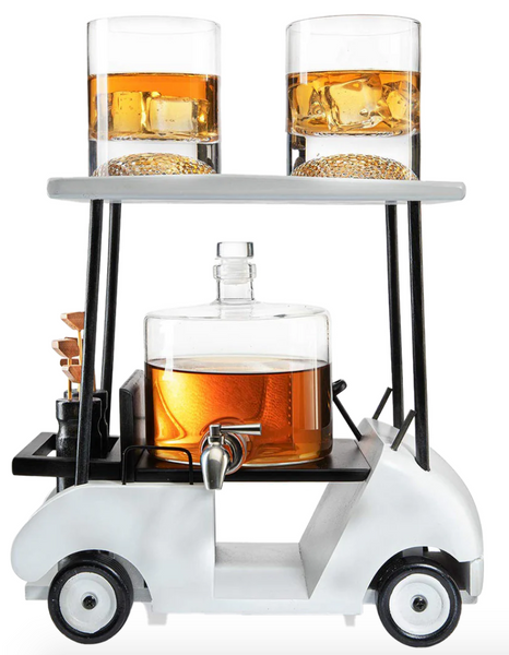 Golf Cart Decanter and 2 Glasses