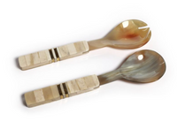 Horn with Bone and Brass Salad Servers