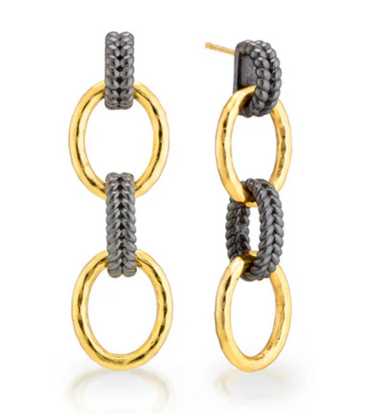 Cleopatra Double Link Earrings | Gold/Midnight