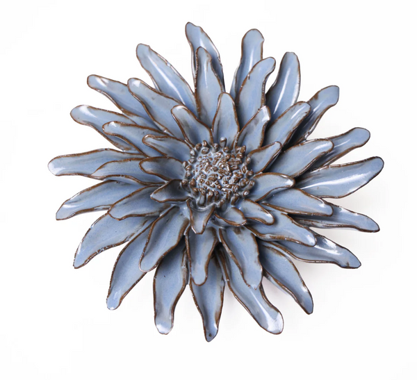 Ceramic Flower Wall Art Medium | Grey Flower