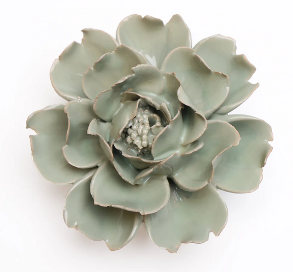 Ceramic Flower Wall Art | Green Rose
