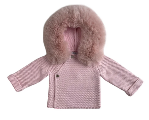 Knit Jacket w/Removable Faux Fur Pink | 4T