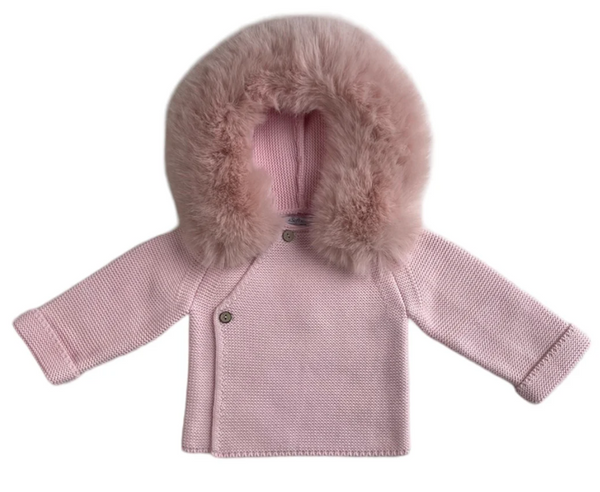 Knit Jacket w/Removable Faux Fur Pink | 12mo