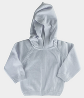 Zip Back Raglan Sleeve Hoodie White | 6mo