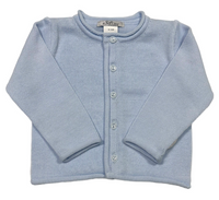 Rolled Edge Button-Up Cardigan Blue | 5/6T