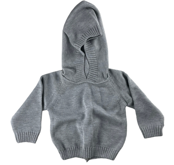 Zip Back Raglan Sleeve Hoodie Grey | 6mo