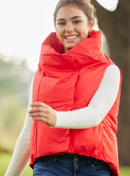 Waterproof Pretty Puffer Vest Red | M/L