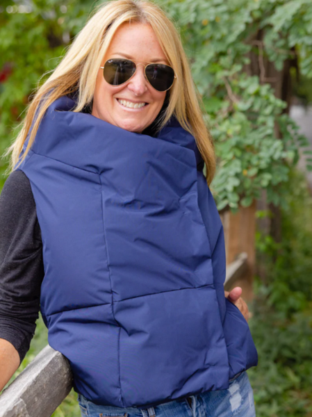 Waterproof Pretty Puffer Vest Navy | S/M