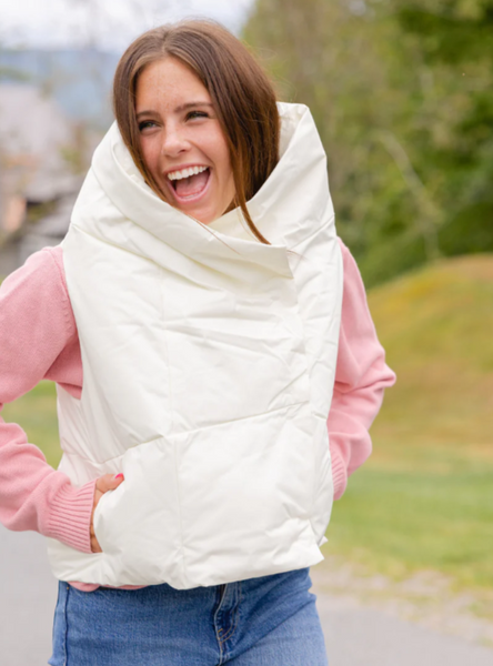 Waterproof Pretty Puffer Vest Winter White | S/M