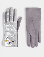 Snowman Puffer Touchscreen Gloves | Silver