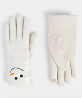 Snowman Puffer Touchscreen Gloves | Iridescent White