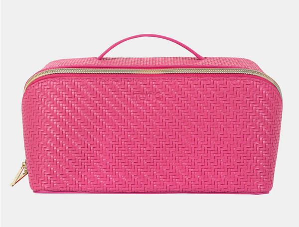 Large Herringbone Beauty Bag | Raspberry