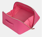 Large Herringbone Beauty Bag | Raspberry