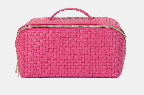 Medium Herringbone Beauty Bag | Raspberry