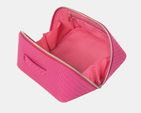 Medium Herringbone Beauty Bag | Raspberry