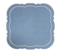 Linho Scalloped Square Placemat | Blue