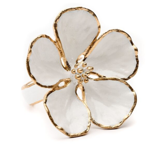 Dogwood Resin Napkin Ring | White