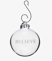 Engraved "Believe" Round Ornament