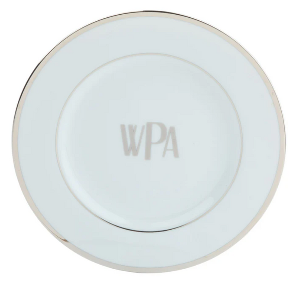 Monogrammed Salad Plate Ultra White | Platinum