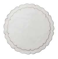 Linho Scalloped Round Placemat  | White/Platinum
