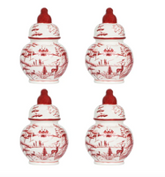 Country Estate Winter Frolic Ginger Jar Place Card Holders | Ruby